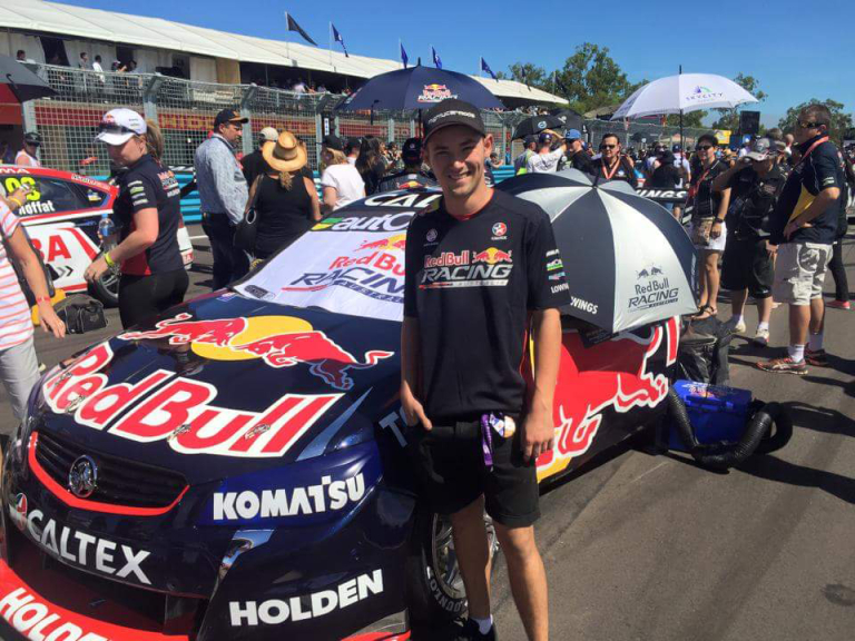 Zach Davis with a car