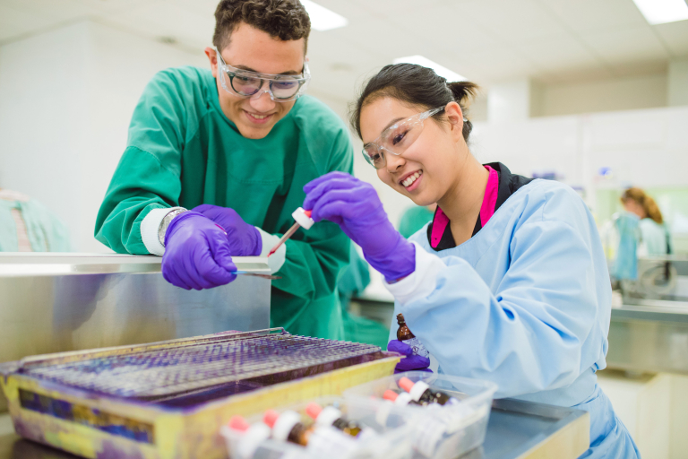 Students working in a lab
