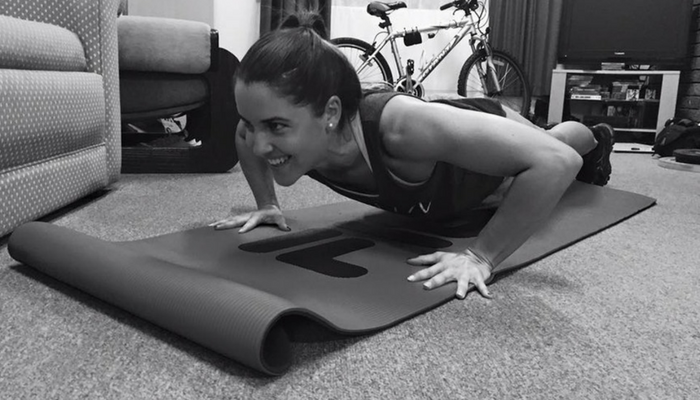 CDU Student Bridie doing a Burpee