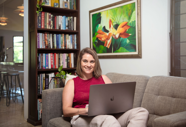 Woman studying online