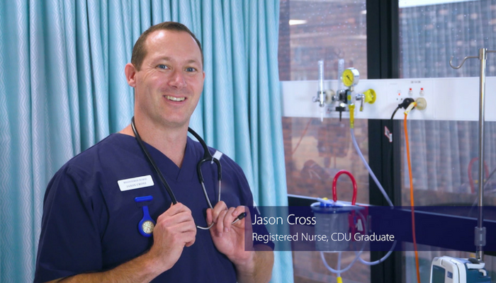 CDU Student Jason pictured in a hospital ward