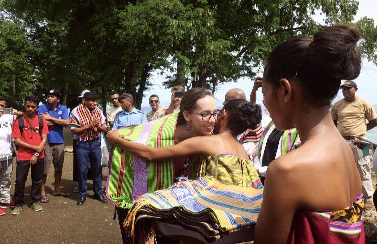 CDU student Stephanie von Kanel hugs another person