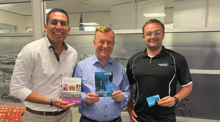 International student Manfred with Ben