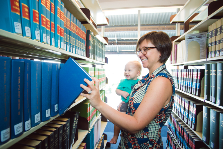 Flexible law student on campus