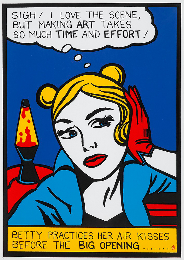 Betty practices her air kisses artwork