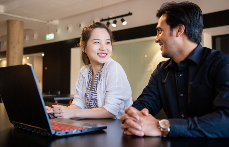 Accounting students on campus