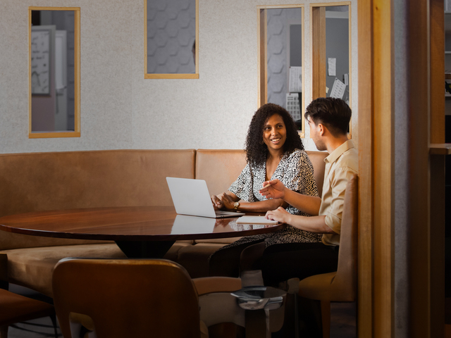 Researchers using laptop