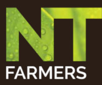 NT Farmers logo - &quot;NT&quot; in large green letters with water droplets, &quot;farmers&quot; in smaller white letters