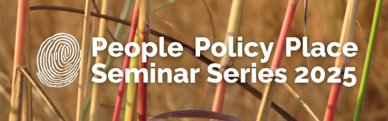 Words "PPP Seminar Series 2025" over natural grass landscape background