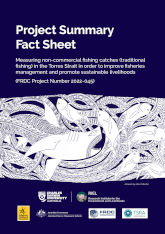 Thumbnail of Project summary factsheet cover. Predominantly dark blue, with white on blue art in centre