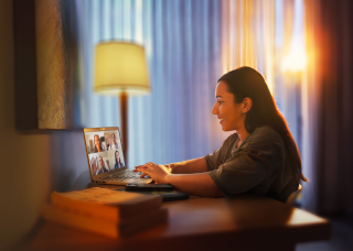 Student Courtney on laptop