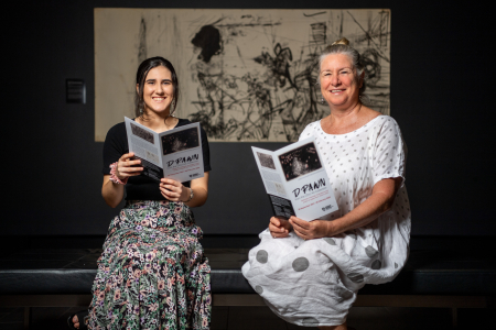 curator-dr-joanna-barrkman-and-arts-student-kezia-dilettoso