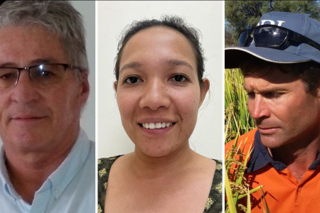 Composite image of three people, heads and shoulders