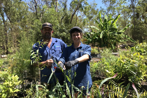 Horticulture student Chloe Roch working at Territory Native Plants