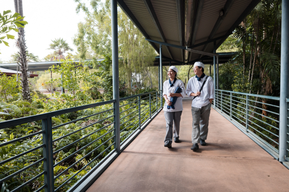  cookery students walking at palmerston campus