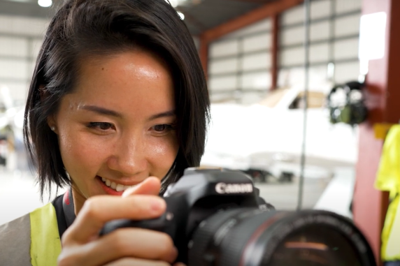 Ellie using the camera