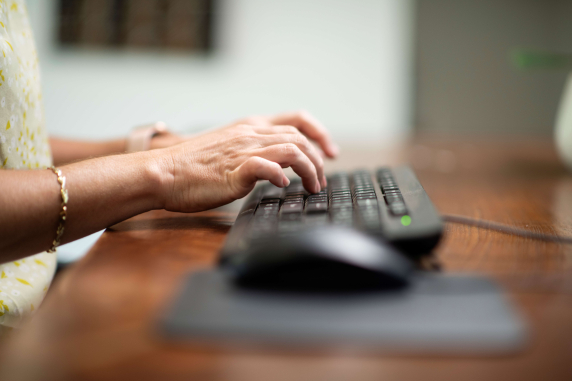 Hands on computer keyboard