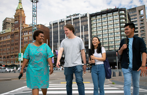 Image of students walking in front of CDU sSdney