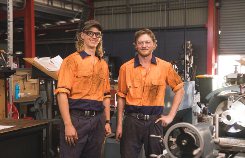 Mechanical trades students Jackson and Ryley