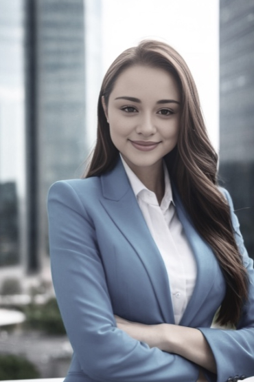 female with a gray suit outfit